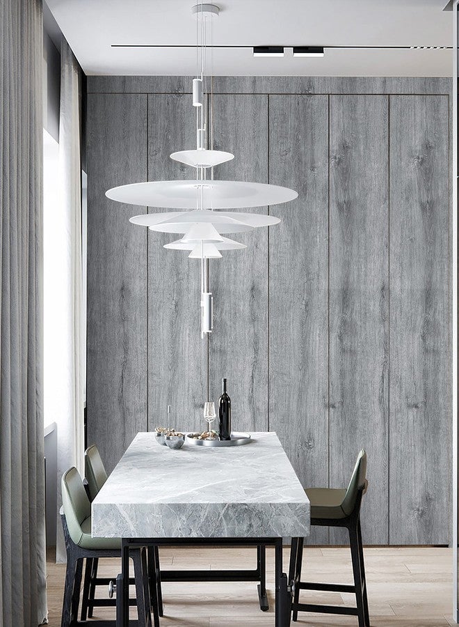 Ismoon 17.7"x118"Wood Wallpaper Light Grey Wood Peel and Stick Wallpaper Gray Wood Contact Paper Removable Wallpaper Self-Adhesive Wood Grain Faux Film Roll for Desk Table Wall Cabinet Shelf Draw - Image 5